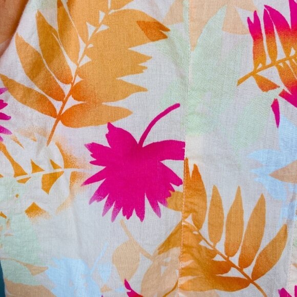 First Issue Lightweight Palm Tree Button Down Shirt Blouse Sz L - Picture 6 of 10